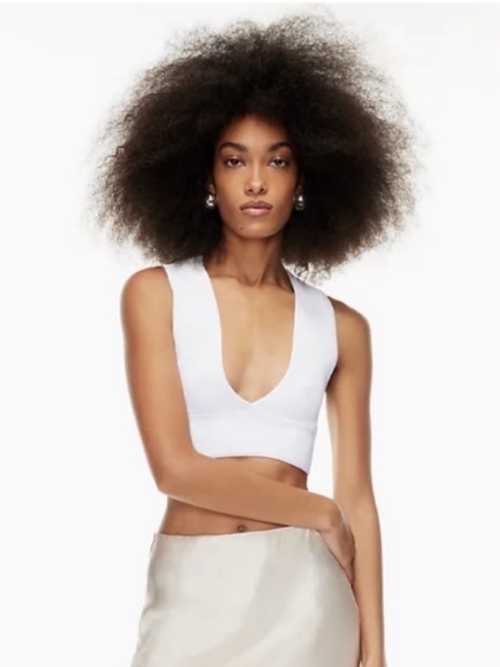 Babaton Textured Knit Crop Top in Cream - Picture 2 of 9